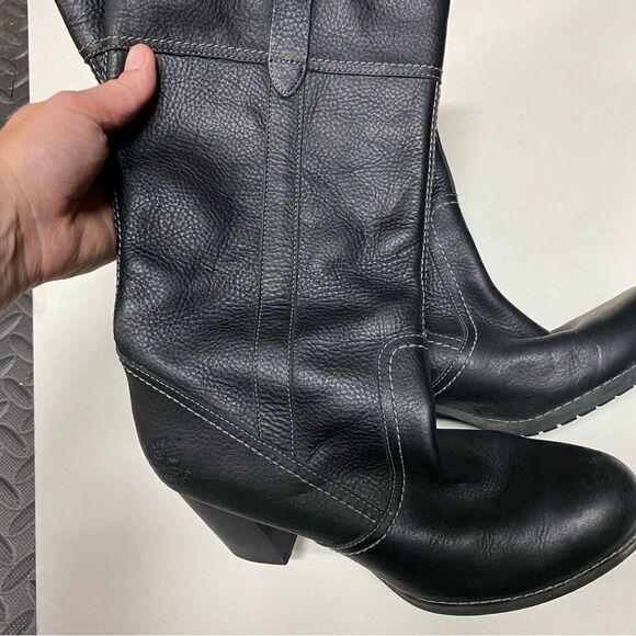TIMBERLAND RUDSTON EARTH KEEPERS tall mid calf stack heel leather riding BOOTS 9 - Picture 2 of 12